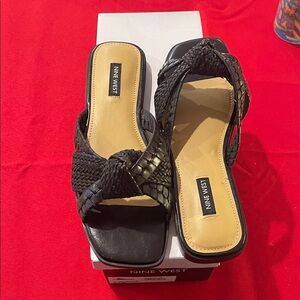 Nine West Black Braided Sandals